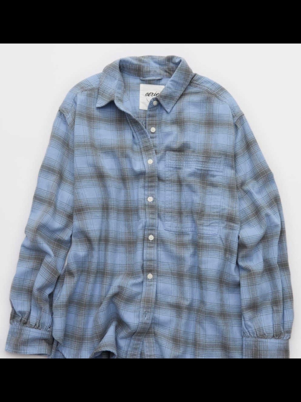 **ISO LARGE OR XL**aerie Light Blue and Gray Plaid Button-Down Shirt